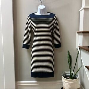 Isaac Mizrahi blue and white striped soft knit shift dress woman’s size S‎